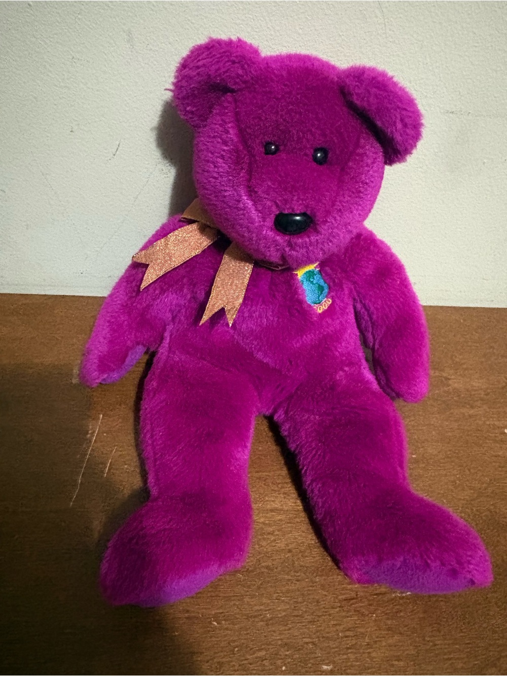 Ty Beanie Babies 2000 Statue of Liberty & Millennium Purple Bear Plush- large